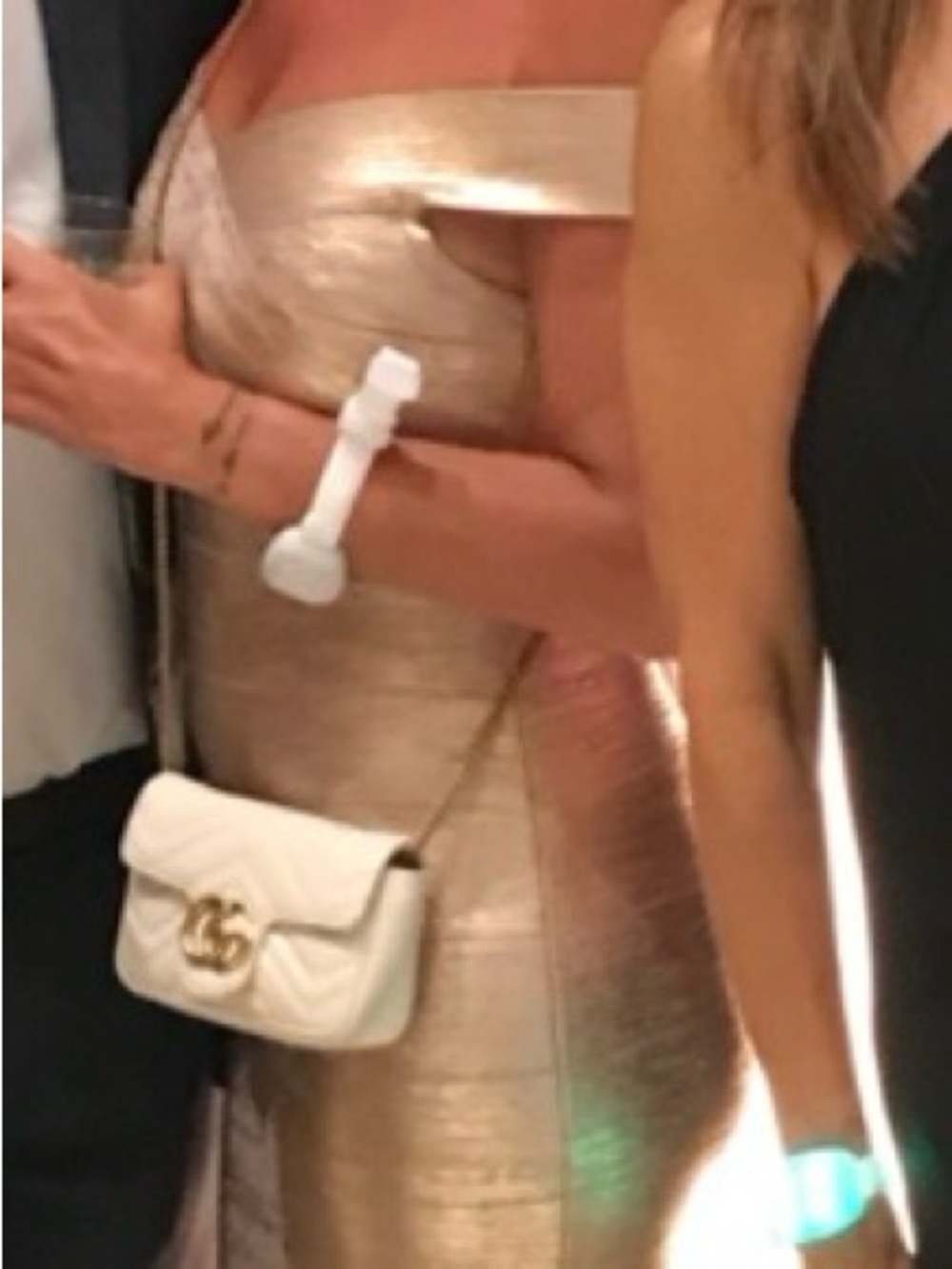 Herv Leger Sleeveless Metallic Rose Gold Bandage Dress - Picture 2 of 7